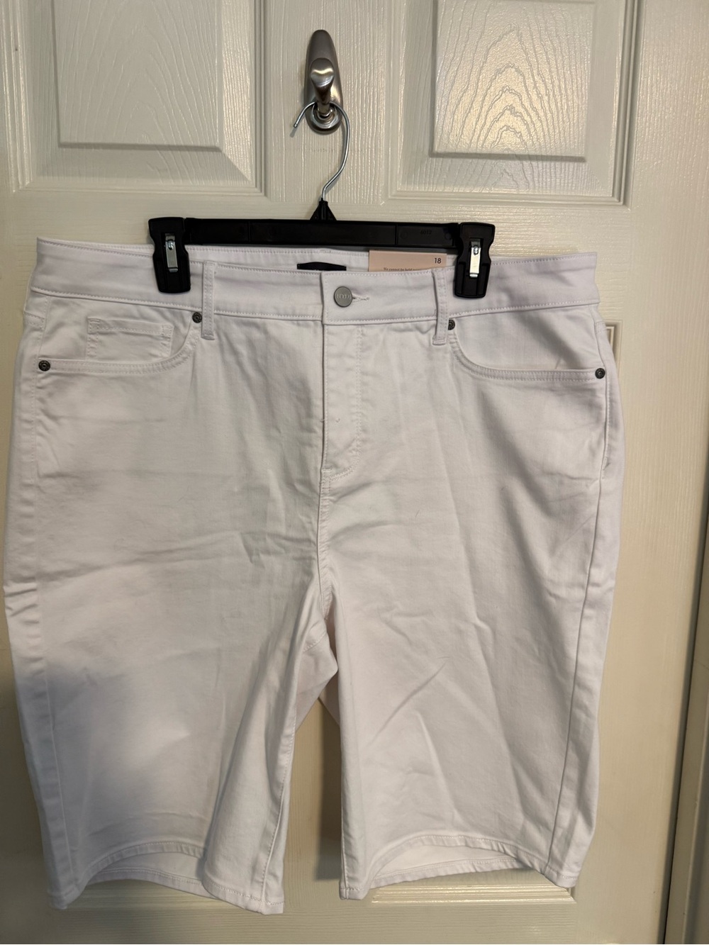 NYDJ White Boyfriend Bermuda Briella Jean Shorts